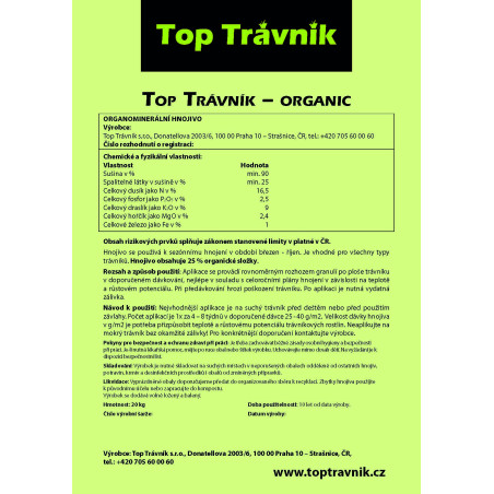 ETIKETA TOP TRÁVNÍK - ORGANIC