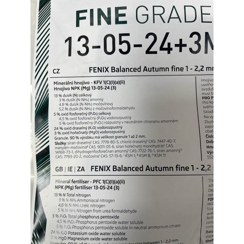 AGRO FENIX BALANCED AUTUMN FINE 13-05-24 +3MgO, 1-2mm